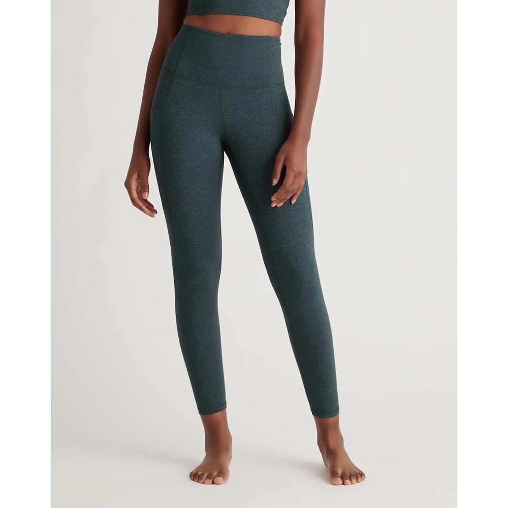 Quince Ultra Stretch Pocket Leggings Heather Green High Rise Small NWT